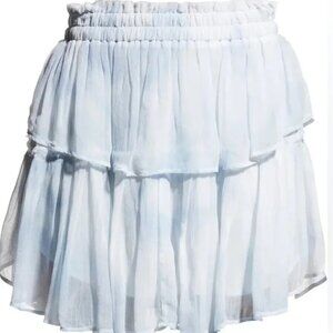 NWT LoveShackFancy Ruffle Mini Skirt- Bedroom Blue Hand Dye Sz XL